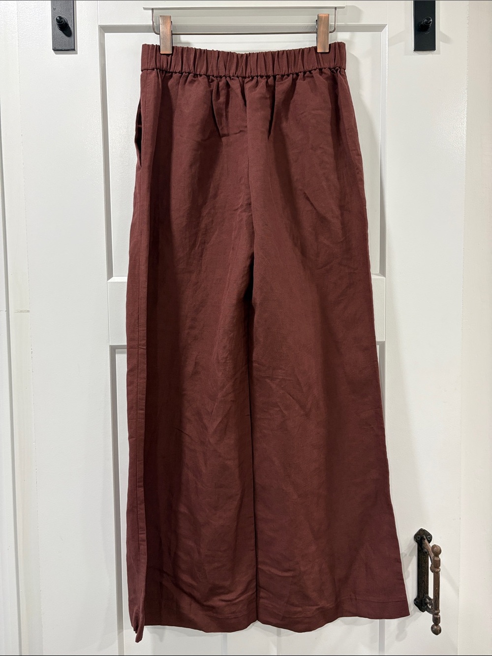 Ann Taylor Wide-Leg Pull On Linen Blend Pants in Dark Brown Size Small - Picture 6 of 10